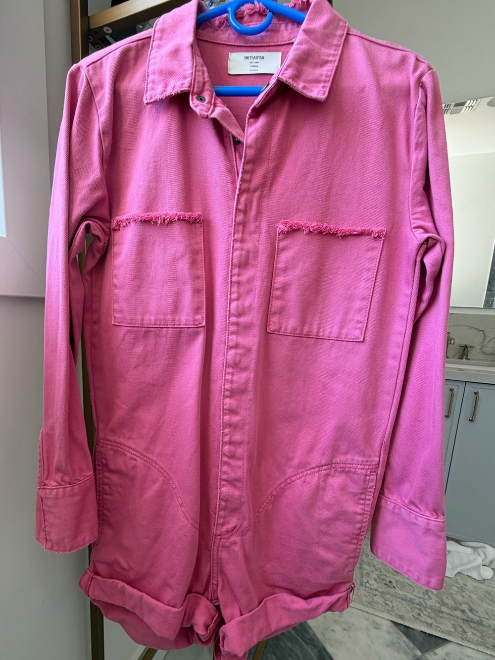 One Teaspoon Hot Pink Denim Romper